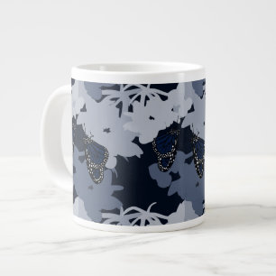 Moderner Purpur Schmetterling & Bluete  Large Coffee Mug