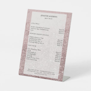 Moderner Rosa Glitzer Salon Price  Sockelschild Pedestal Sign