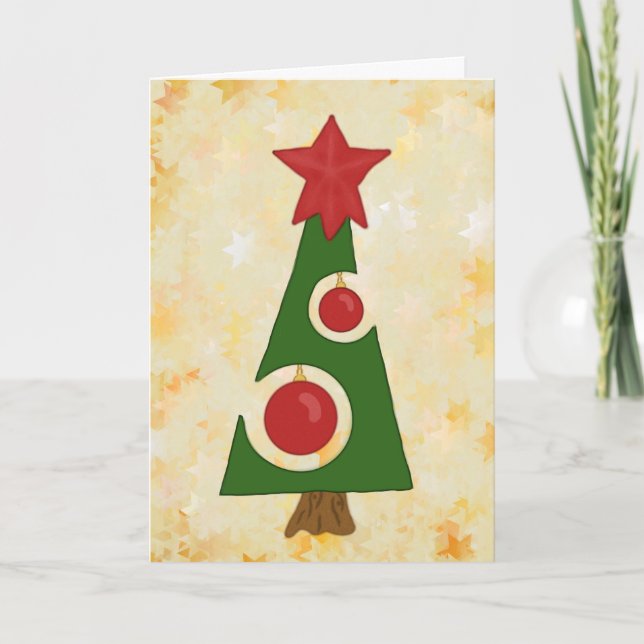 Moderner Weihnachtsbaum Holiday Card (Front)