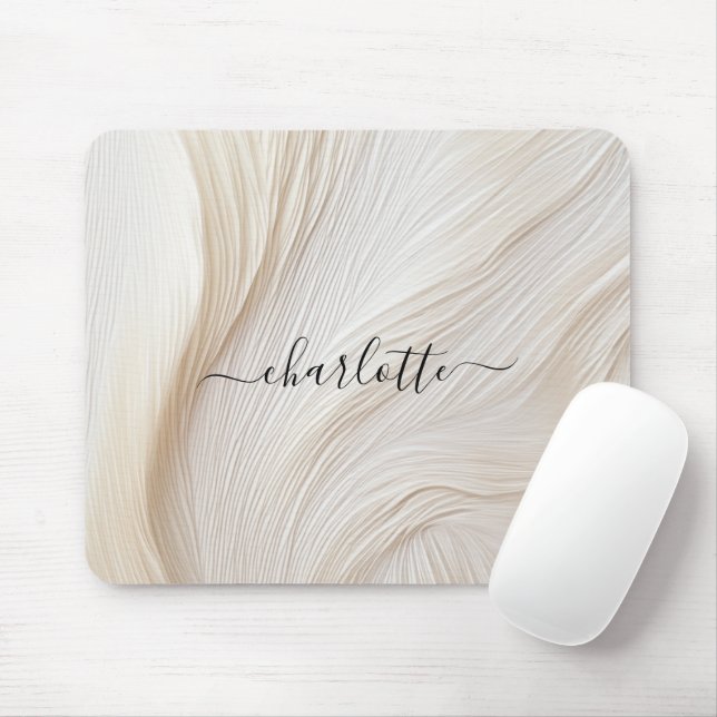 Modernes, Salon, Elegant, Wellen, Monogramm Mouse Mat (With Mouse)