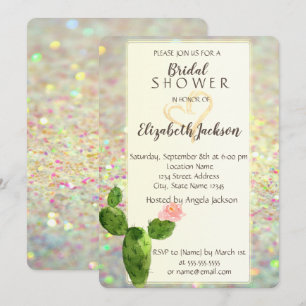 ModernGlitter Bokeh Cactus Bridal Shower Invitation
