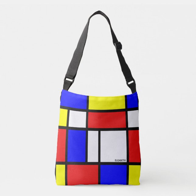 Modernism Red Blue Yellow White Abstract Primary Crossbody Bag (Front)