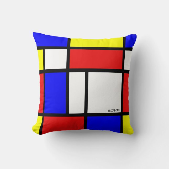 Modernism Red Blue Yellow White Abstract Primary Cushion (Front)