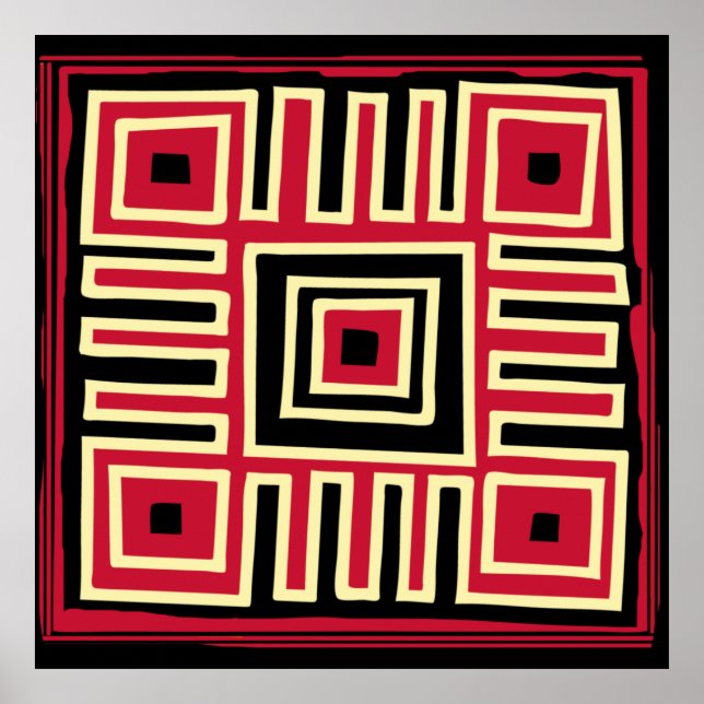 modernist abstract geometric red and black poster (Front)