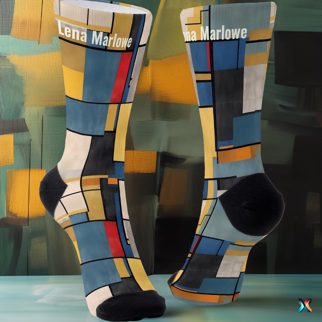 Modernist Colour Block in Blue and Yellow custom Socks (Creator Uploaded)