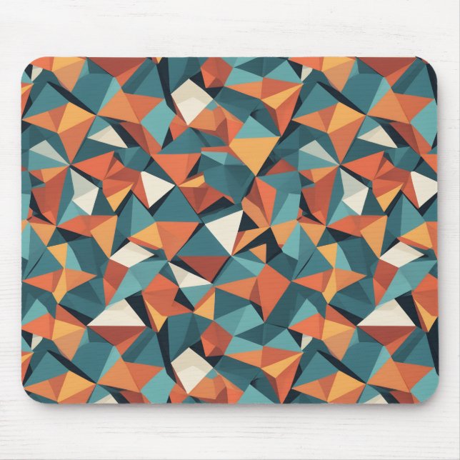 Modernist Facets | Prism Orange Teal Mouse Mat (Front)