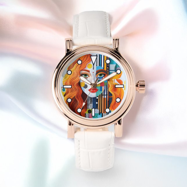 Modernist Geometric Pop Art Woman's Face Ladies Watch (Modernist Geometric Pop Art Woman's Face Ladies Watch)