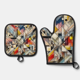Modernist Kitchen Oven Mitt & Pot Holder Set
