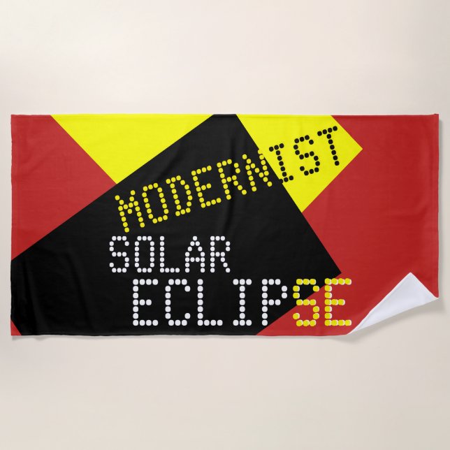 Modernist Solar Eclipse Funny customisable Beach Towel (Front)