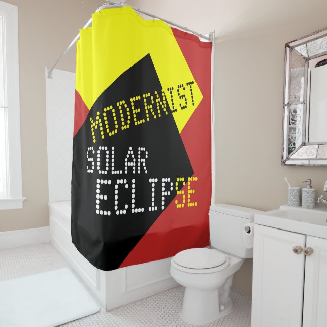 Modernist Solar Eclipse Funny customisable Shower Curtain (In Situ)