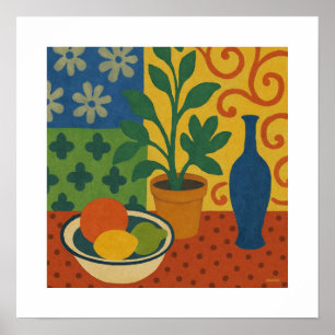 Modernist Still Life with Fruit Painting Poster