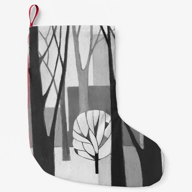 Modernist Urban Winter Painting Stocking (Front)