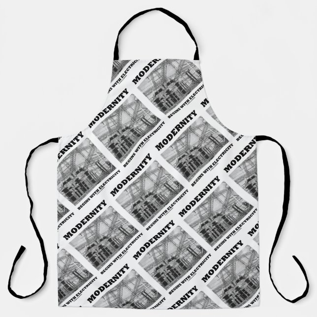 Modernity Begins With Electricity Electrical Wires Apron (Front)