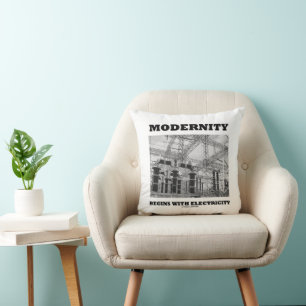 Modernity Begins With Electricity Electrical Wires Cushion