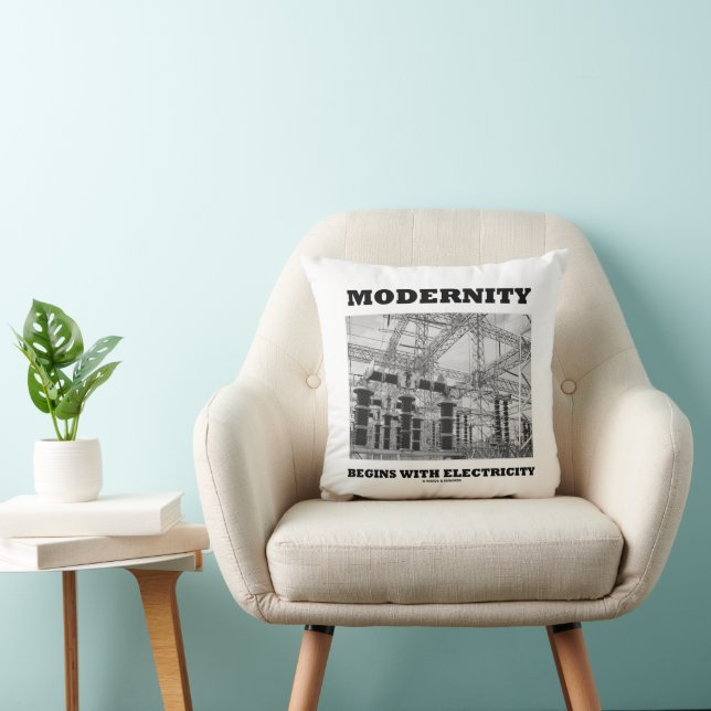 Modernity Begins With Electricity Electrical Wires Cushion (Chair)