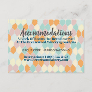 Modernly Retro Wedding Hotel Accommodation Card