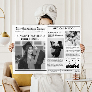 ModernMinimalist College Graduation Newspaper  Invitation