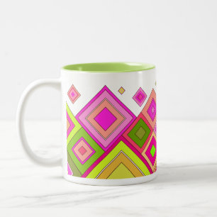 ModernRetro Diamonds Pink Two-Tone Coffee Mug