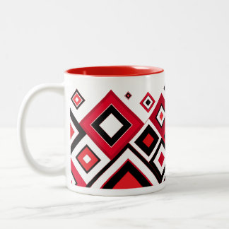 ModernRetro Diamonds Red-Black Two-Tone Coffee Mug