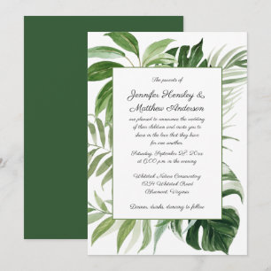 ModernTropical Greenery Wedding Invitation