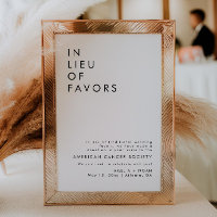 ModernWedding Reception In Lieu Of Favours Sign