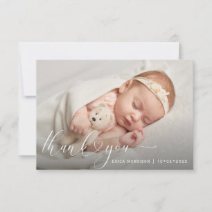 moderrn heart script thank you birth announcement