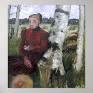 Modersohn-Becker - Girls At The Birch Tree, Flock Poster