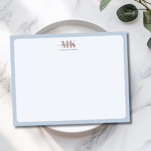 Modert Mocha Mousse Monogram Dusty Blue Card