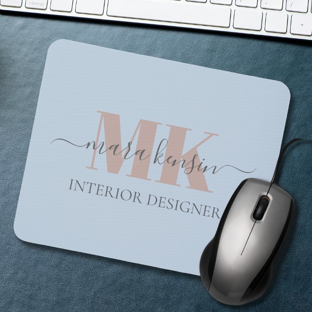 Modert Mocha Mousse Monogram Dusty Blue Mouse Mat (Creator Uploaded)