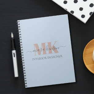 Modert Mocha Mousse Monogram Dusty Blue Notebook