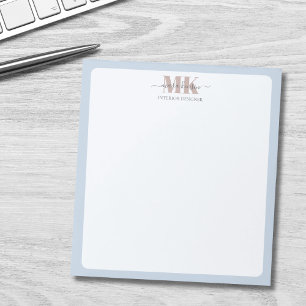 Modert Mocha Mousse Monogram Dusty Blue Notepad