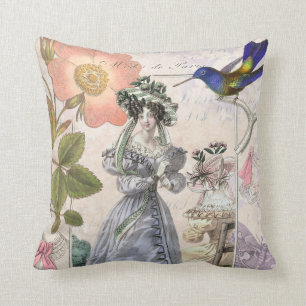 Modes de Paris Biedermeier Ladies in Hats Cushion