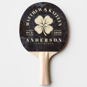 Modest Dark Stone Irish Lucky Clover Wedding Crest Ping Pong Paddle