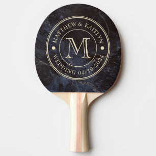 Modest Dark Stone Wedding Monogram Ping Pong Paddle