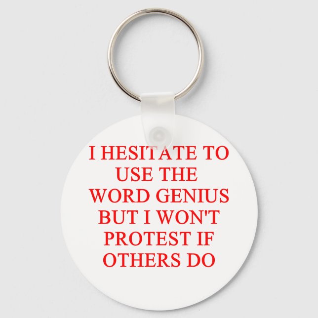 modest genius joke key ring (Front)