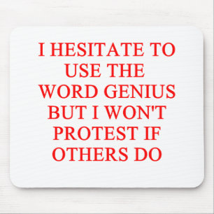 modest genius joke mouse mat