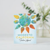 Modesto California Sunshine Travel Postcard (Standing Front)