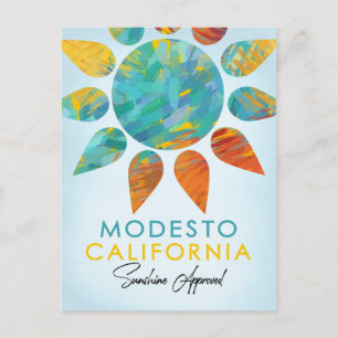 Modesto California Sunshine Travel Postcard