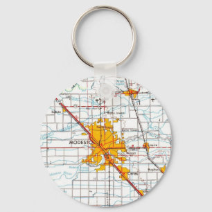 Modesto California Vintage Map Key Ring