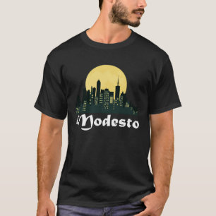 Modesto Skyline  Glowing Moon Modesto City Night T-Shirt