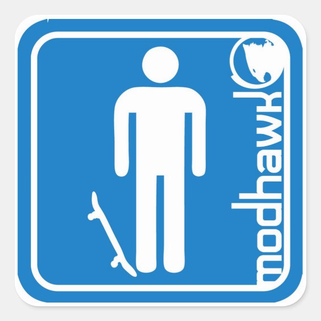 modhawk skater blue square sticker (Front)