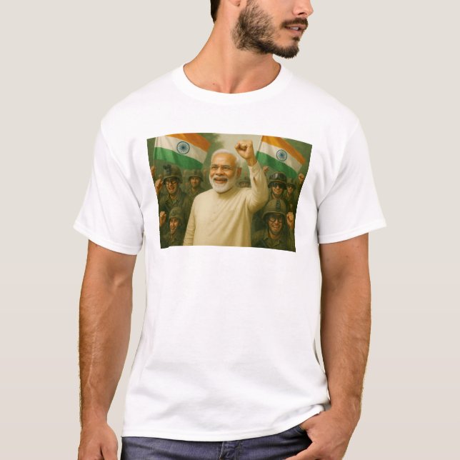 Modi Leads India With Strength T-Shirt (Front)