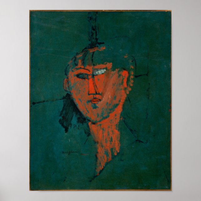 Modigliani Abstract Orange Green Art Print (Front)