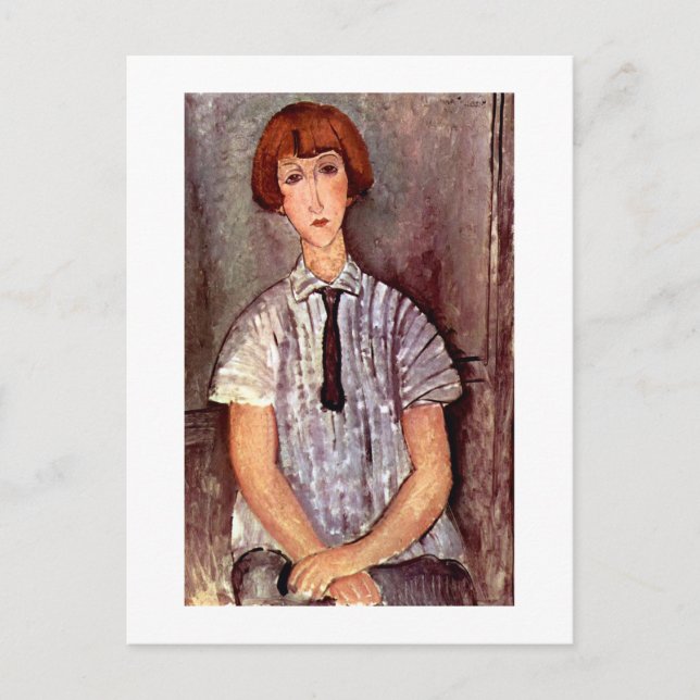 Modigliani portrait Young Girl in Striped Blouse Postcard (Front)