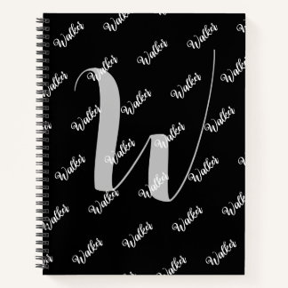 Modish Black Colour - Initial Name Monogrammed Notebook