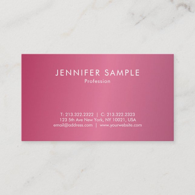 Modish Hot Pink Modern Clean Stylish Trendy Design Business Card (Front)
