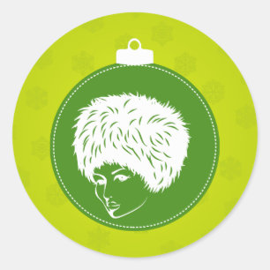 Modish Lime Christmas Classic Round Sticker