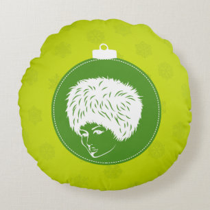 Modish Lime Christmas Round Cushion
