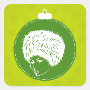 Modish Lime Christmas Square Sticker