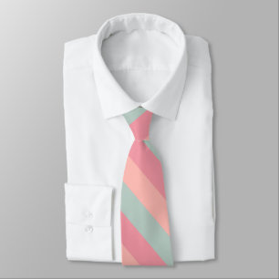 Modish Peach Teal Colour Stripes Cute Elegant Best Tie